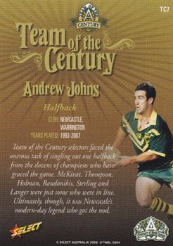 2008 NRL Centenary - Team of the Century #TC7 Andrew Johns Back